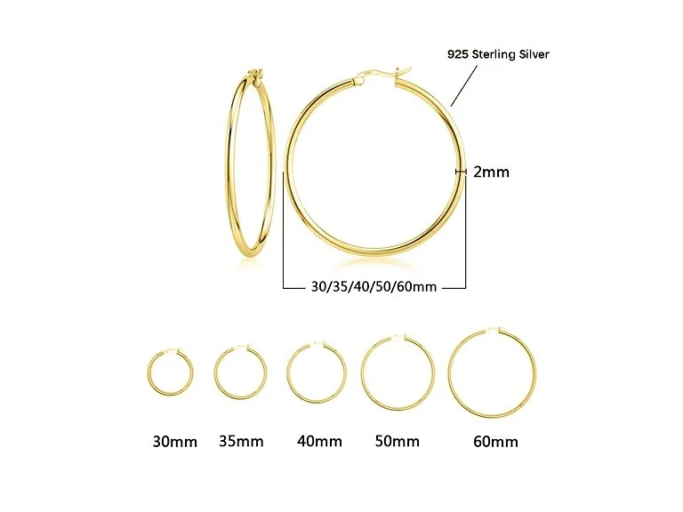 Yeidid 18K Women's Classic Hoop Earrings