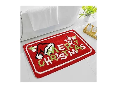Santa Clause Hat Christmas Bathroom Rug