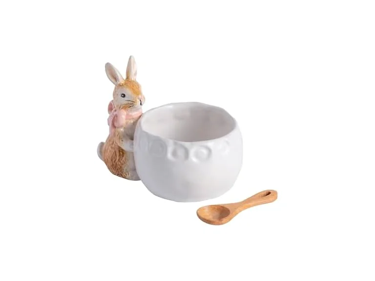 Mud Pie Easter Pink Bow Bunny Dish