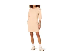 Amazon Essentials Women's Fleece Blouson Sleeve Crewneck Sweatshirt Dress (Available in Plus Size), Beige, Medium