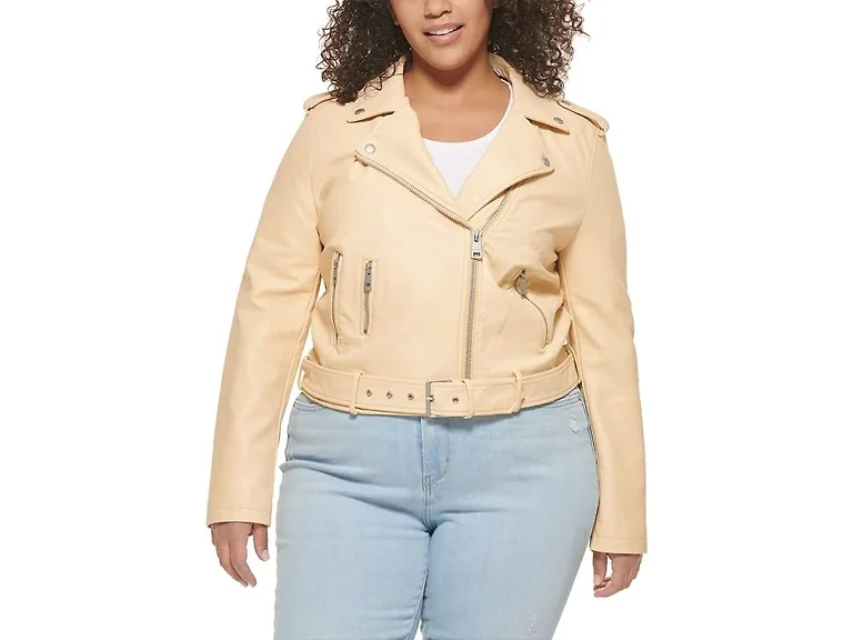 Levi's Women (2X) Belted Faux Leather Coat Wheat