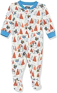Amazon Essentials Kid's Baby Disney Snug-Fit Cotton Footed Pajamas Sleepwear, Star Wars Mando Winter, 5T