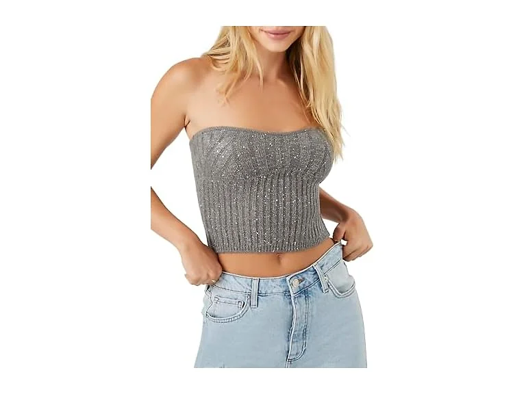 Forever 21 (XS) Glitter Sweater-knit Tube Top