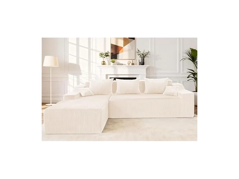 101'' Beige Modular Sectional Sofa Cloud Couch