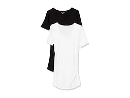Amazon Essentials Women's Maternity Maternity 2-Pack Short-Sleeve Rouched Scoopneck T-Shirt Shirt, -Black/White, X-Small