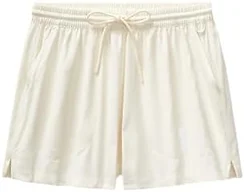 Outdoor Voices Women’s Solarcool 3” Beach Short, Lightweight Pull-On Shorts with Drawstring Waist, Breathable Nylon Blend, Casual & Active Summer Short, Milk Stone, Small