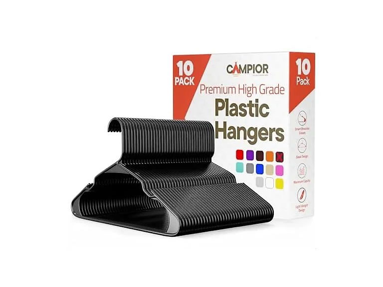 Black Plastic Hangers 10 Pack
