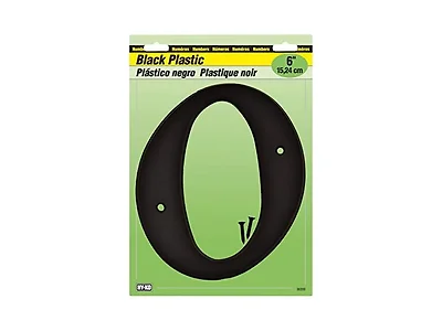 Hy-Ko Address Numbers, "0", Black Plastic, Scr