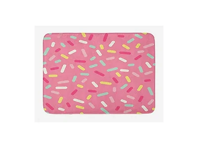 Ambesonne Pink and White Bath Mat, Abstract