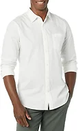 Amazon Essentials Men's Long-Sleeve Slim-Fit Stretch Poplin Shirt Shirt, White, X-Small