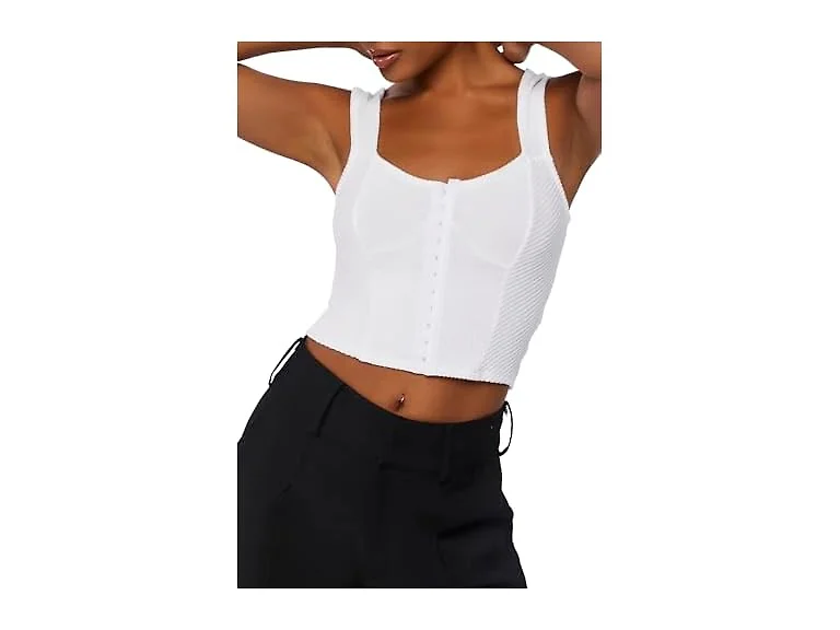 Forever 21 Women (L) Ribbed Bustier Crop Top White