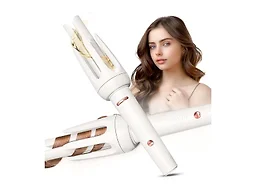 Auto Hair Curler, Automatic Curling Iron with 4 Temperature & 3 Timer, Automatic Shut-Off, Anti-Scald, Anti-Tangle Rotating Curling Wand for Hair Styling, White