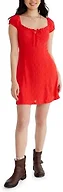 Aeropostale Women's Knit Eyelet Short Sleeve Mini Dress, RED