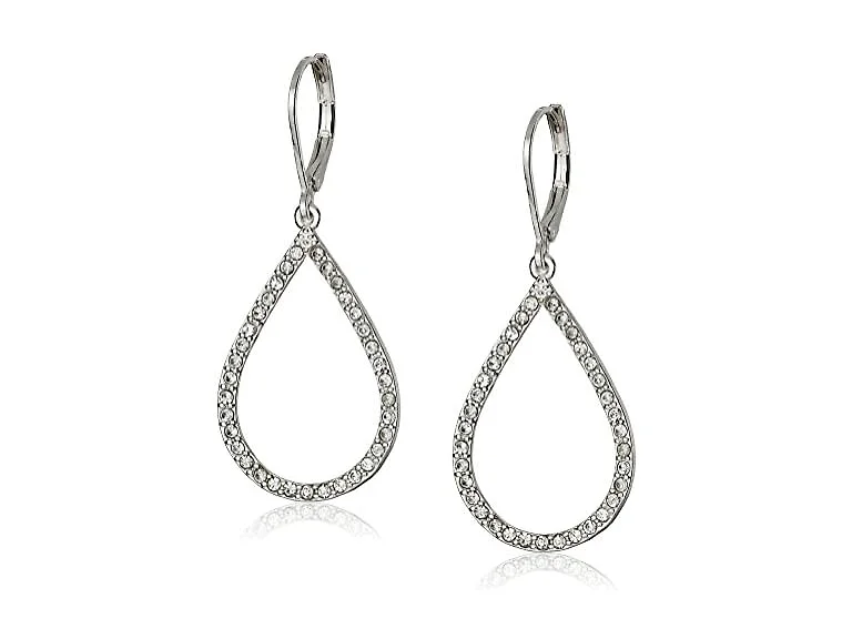 Anne Klein Silver Tone Crystal Teardrop Earrings