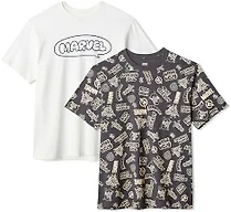Amazon Essentials Disney Men's Cotton Regular-Fit Short-Sleeve Crewneck T-Shirt, Pack of 2