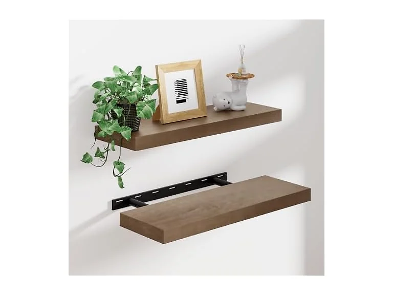 Heimlove Walnut Floating Shelves Set of 2
