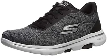 Skechers Women's Go Walk 5 True Sneaker, Black/White, 8