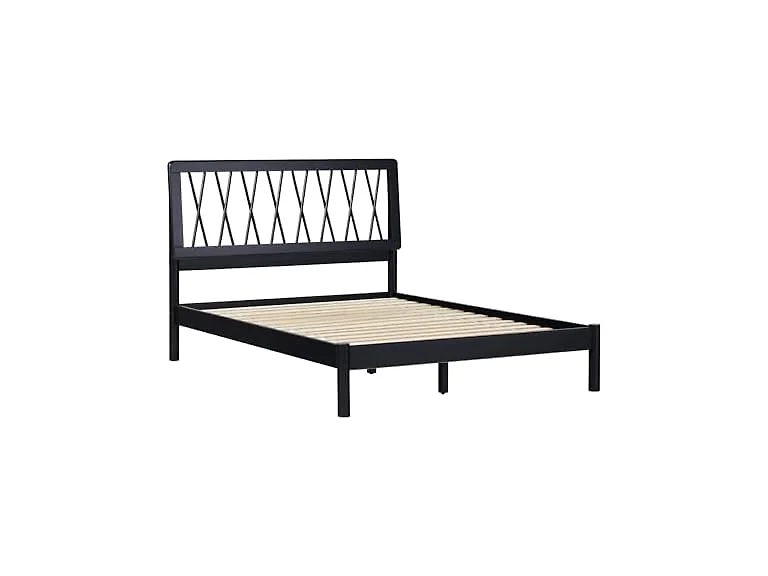 Walker Edison Full X Pattern Bed, Black