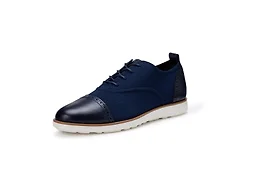 Amazon Essentials Men's Oxford Brogue Knit Dress Sneakers with Foam Insole, Navy, 9.5