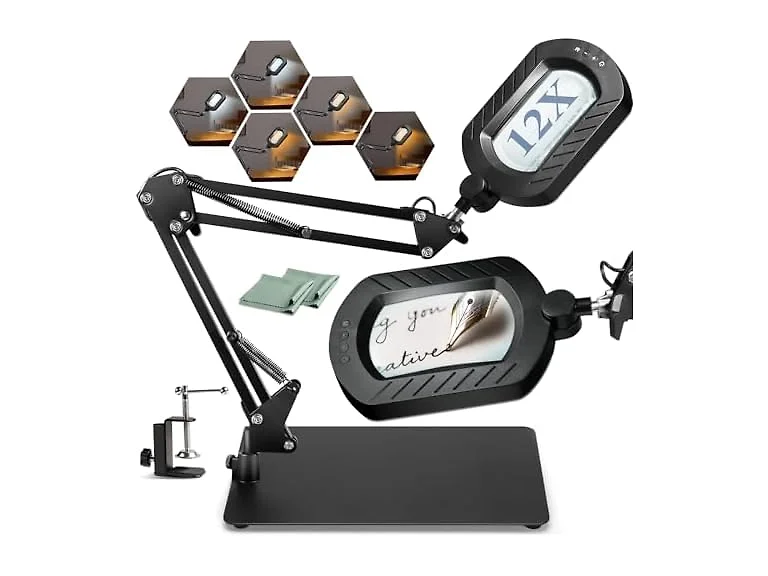 12X Square Magnifying Glass With Light