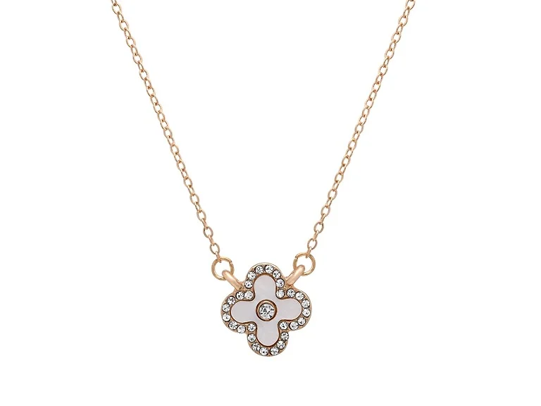 Clover CZ Halo Pendant - Mother of Pearl