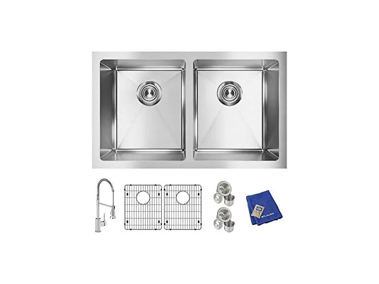 Elkay Crosstown 16 G SS Equal Double Bowl Sink Kit w Faucet