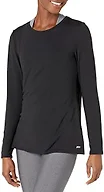 Amazon Essentials Women's Active Quick Dry Tech Stretch Lightweight Long-Sleeve Crewneck T-Shirt (Available in Plus Size), Black – Original, Medium