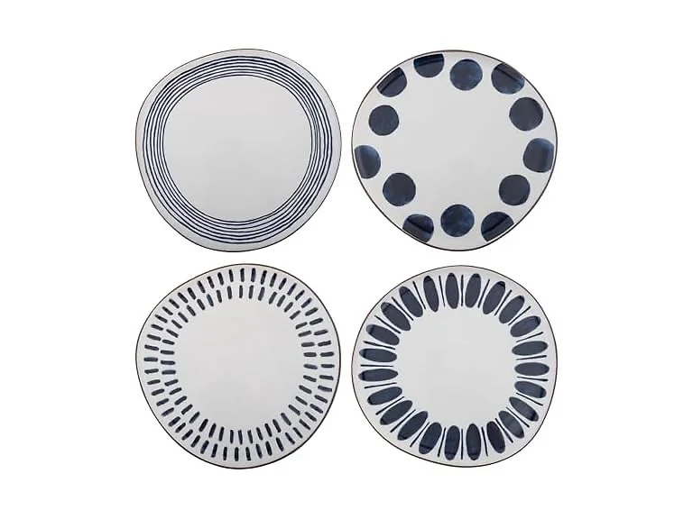 Karma Terra Cotta Salad Plate, 8-inch, Set of 4, Indigo Pattern