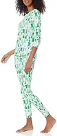 Amazon Essentials Women's Snug-Fit Cotton Sleepwear Pajama Set (Available in Plus Size), Eggshell White, Festive Tree, X-Large
