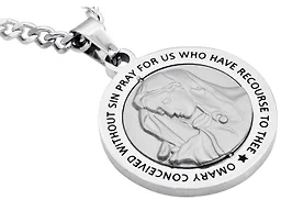 Blackjack Jewelry S-BJP179SM Stainless Steel Saint Mary Necklace Silver 