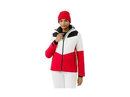HEAD Women’s Element Insulated Ski Jacket – Waterproof, Mechanical Stretch, Detachable Hood, Snow Gaiter - Red/Black, Small