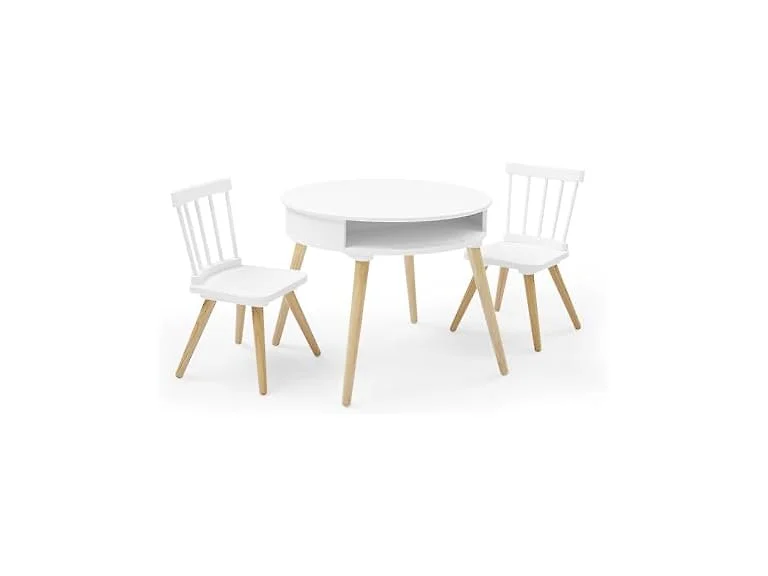 Kids Storage Table & 2-Chair Set White