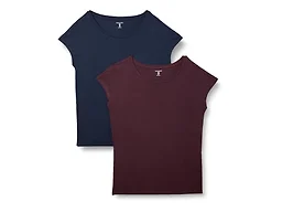 Amazon Essentials Women's Jersey Regular-Fit Short-Sleeve Boat-Neck Dolman T-Shirt, Pack of 2, Burgundy/Navy, XX-Large