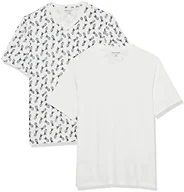 Amazon Essentials Men's Cotton Short-Sleeve V-Neck T-Shirts, Pack of 2, White, Pineapple Print, Small