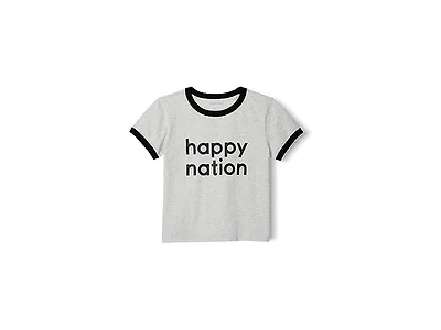 Happy Nation Womens Cotton Crewneck Ringer T-Shirt (L)