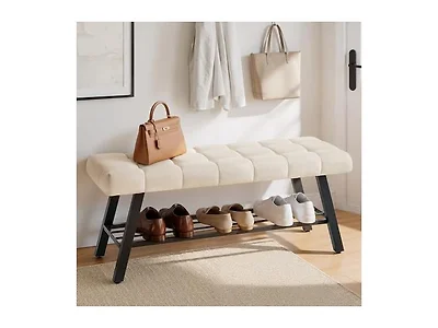 Lue Bona 45" Entryway Bench Linen Color