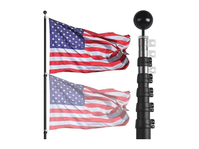 NELXINJO 20FT Telescope Flag Pole Black
