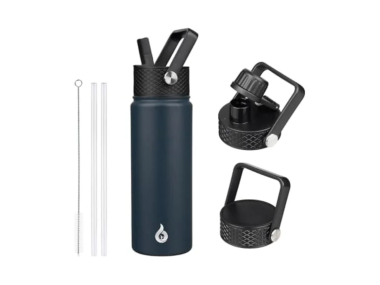BJPKPK Insulated Water Bottles with Straw Lid, 22oz Blue