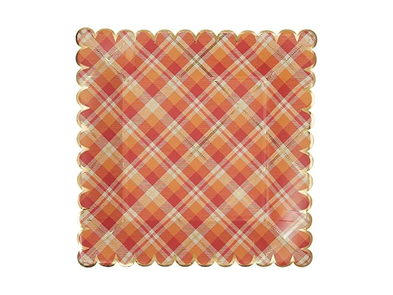 C.R. Gibson Plaid Disposable Plate Set