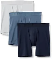 Amazon Essentials Men's Microfibre 4-Way Stretch Boxer Shorts Underwear, Pack of 3, Navy Blue/Blue/Light Gray, Medium