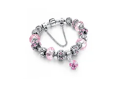 Yeidid Pink Crystal Charm Bracelet