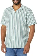 Amazon Essentials Men's Vacation Cotton Button-Down Short Sleeve Resort Shirt, Light Blue Stripe, X-Large