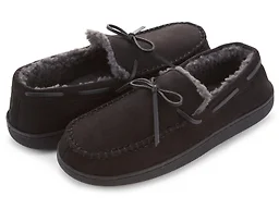 Floopi FLOOPI-701-BLK-S S Mens Moccasin Slipper with B