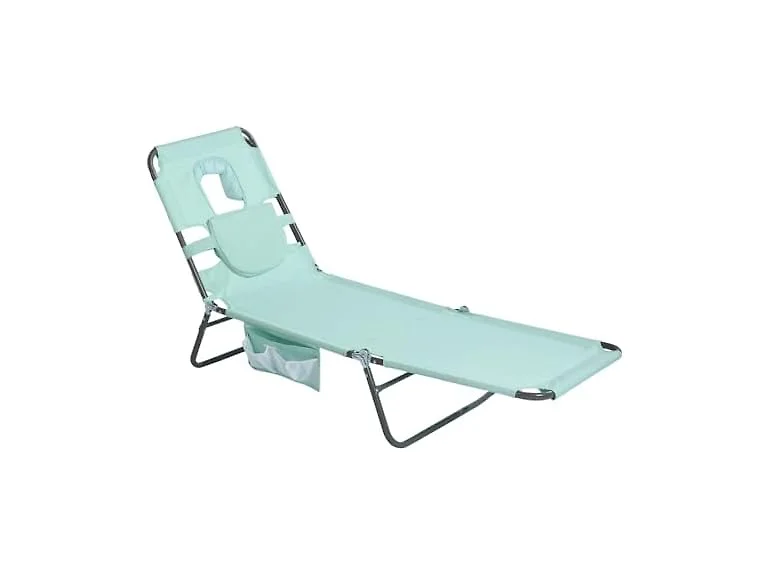 SUNNYFEEL Teal Lay Flat Tanning Lounger