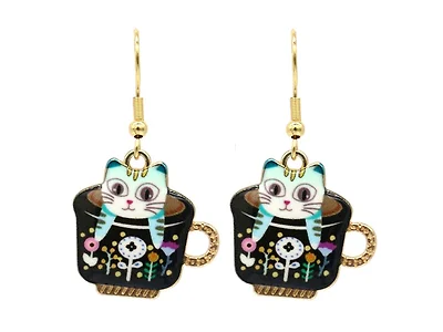 Kitten In A Mug Earrings