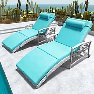 zzwhom 8001 ZZWHOM Wicker Outdoor Chaise Lounge Set of 2