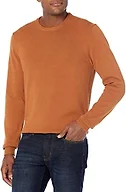 Amazon Essentials Men's Cable Knit Long-Sleeve Crewneck Sweater, 100% Cotton, Big & Tall Options Available, Rust, Large