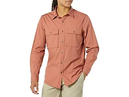 Amazon Essentials Men's Standard-Fit Long-Sleeve Two-Pocket Utility Shirt (Previously Goodthreads), Clay, Large Tall
