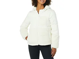 Amazon Essentials Women's Full-Zip Sherpa Fleece Hooded Puffer Jacket, Ivory, Medium