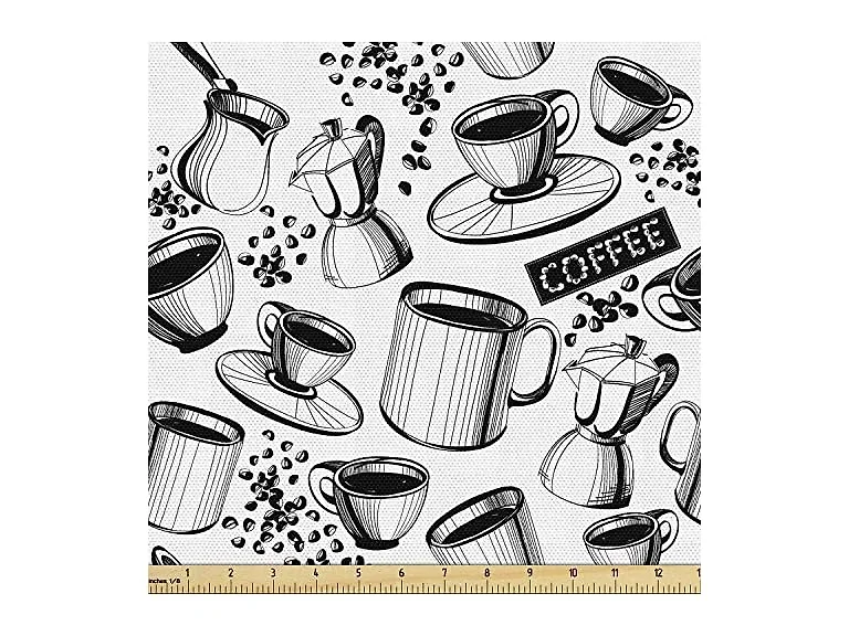 Lunarable Coffee Fabric by The Yard, Abstract
